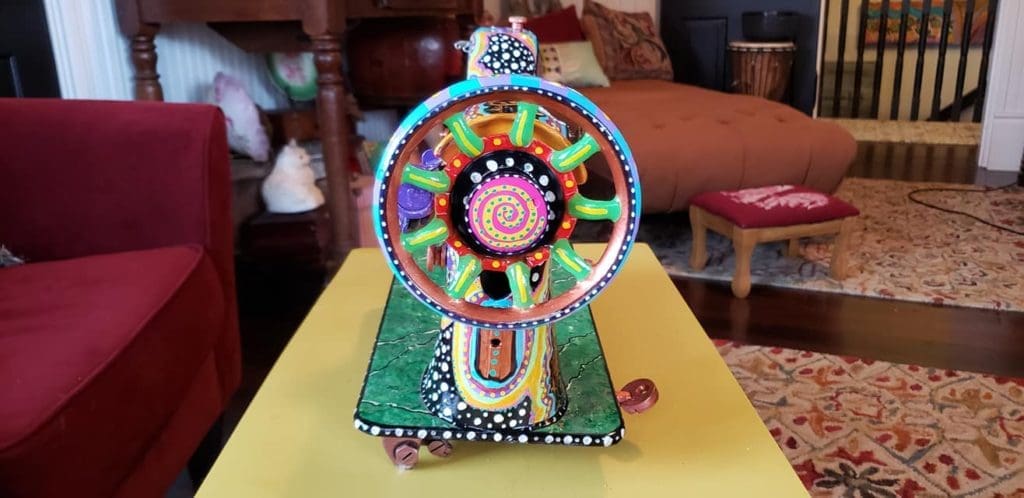 Hand-Painted Antique Sewing Machine by Dena Lynn