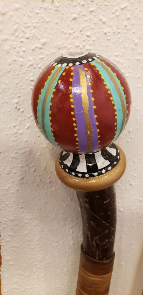 "Aboriginal" Hand-Painted Walking-Stick